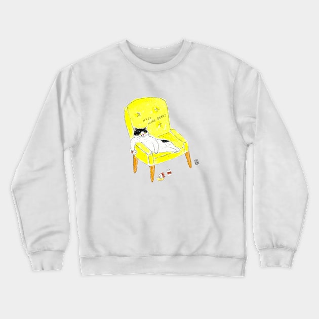 Drunk Cat Crewneck Sweatshirt by colorofmori